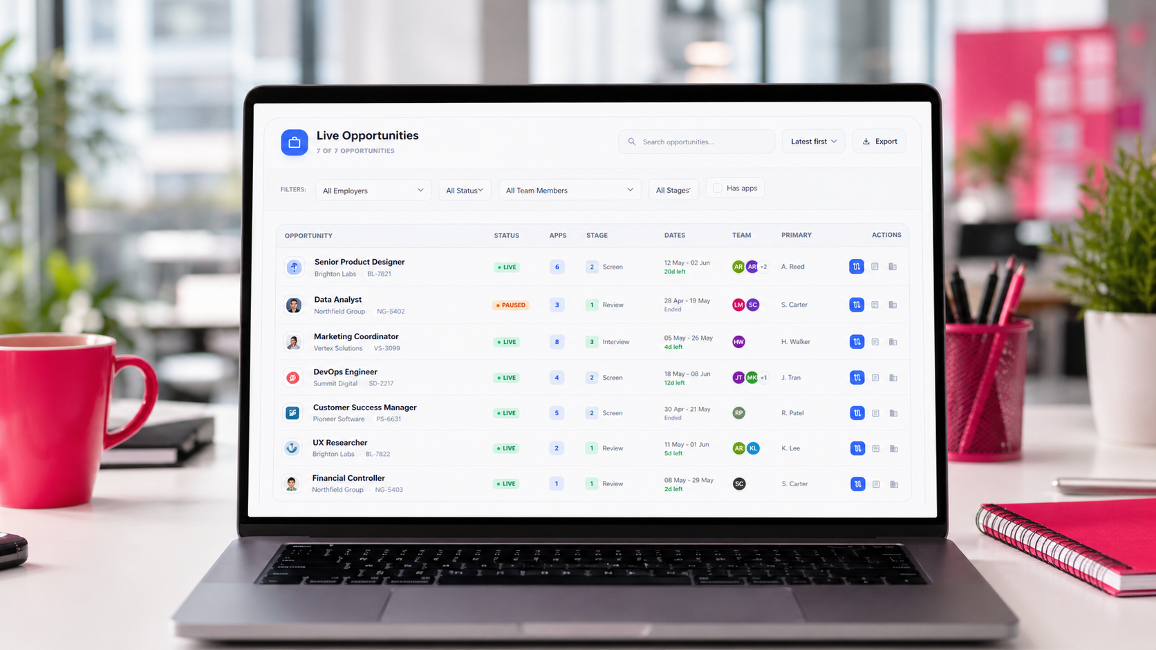 TalentPortal candidate search screen