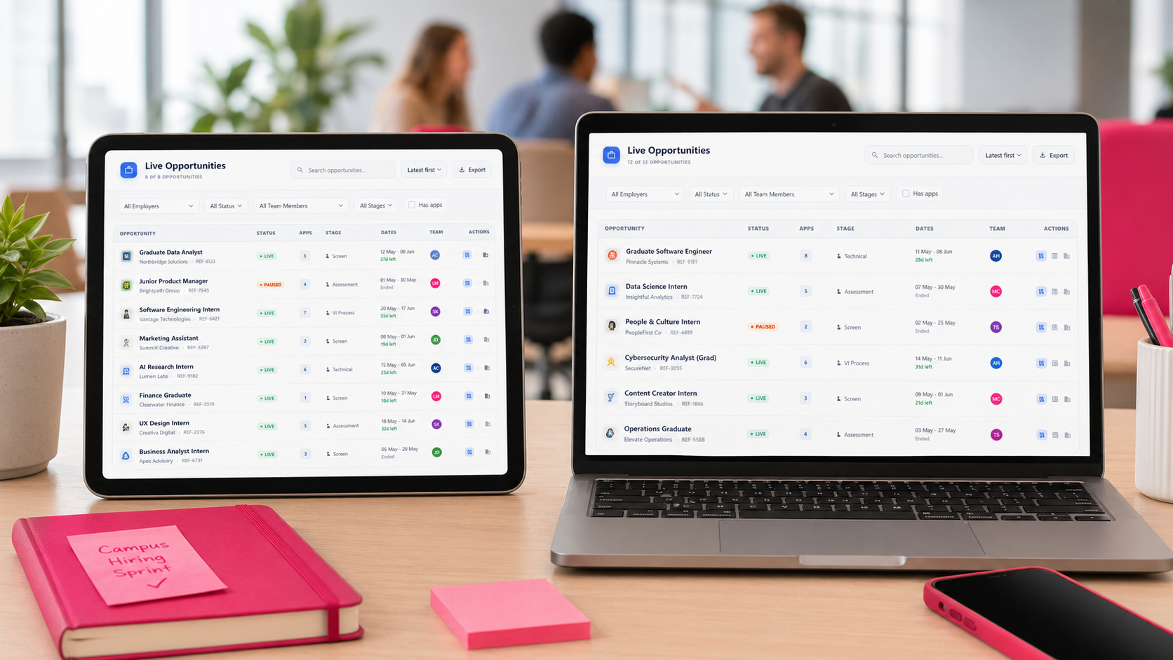 TalentPortal application workflow screens