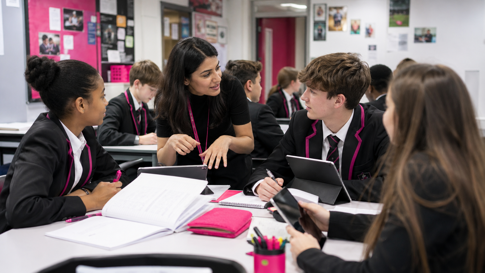 Students engaged in learning in a modern classroom