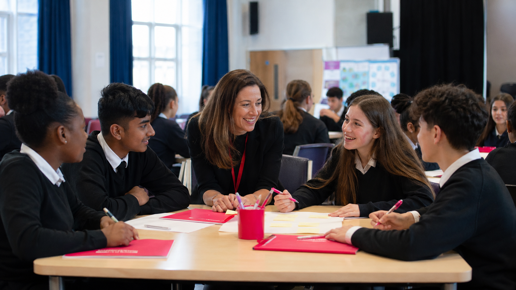 Students working together during a classroom study session